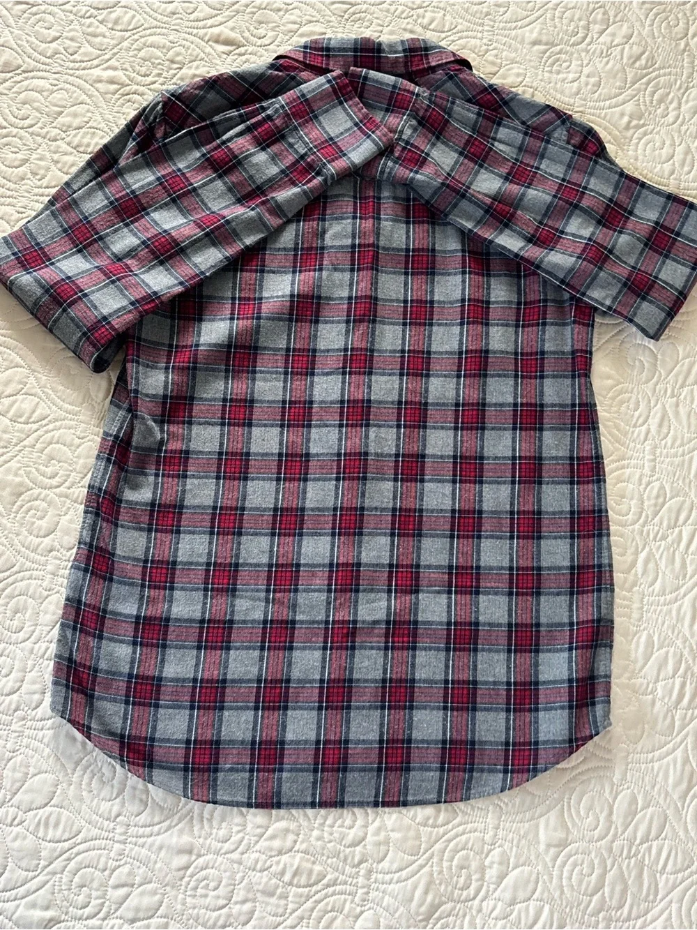 J. Crew Women's Red and Gray Plaid Button-Down Shirt